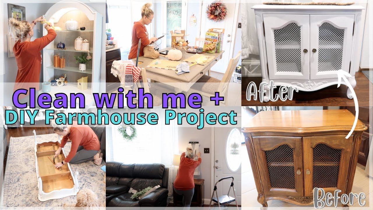 CLEAN WITH ME// CLEANING MOTIVATION// REAL LIFE MESSY HOUSE// DIY FARMHOUSE PROJECT// SPEED CLEAN