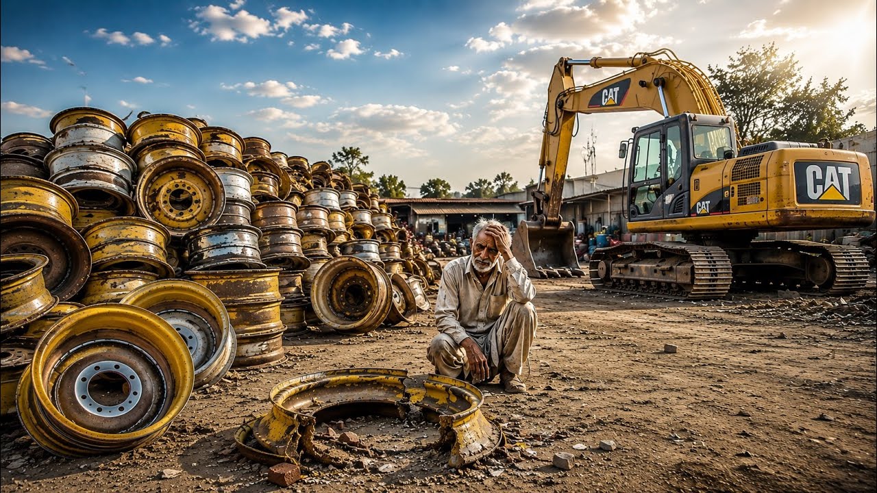 Amazing Process of Repairing a Broken & Bent Harvest Machine Wheel Rim | Heavy Repair Workshop