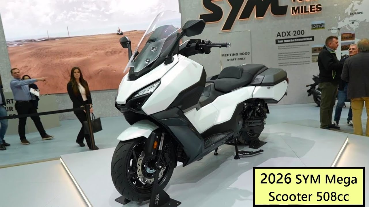Niesamowity skuter SYM Mega Scooter 508 cm3 TTLBT z 2026 roku na targach EICMA