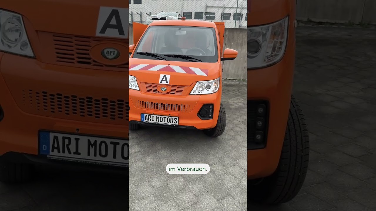 🔶 ARI 901 Kommunalfahrzeug &ndash; Elektro-Pritsche f&uuml;r Bauhof mit Plane & Werkzeugfach in Kommunalorange