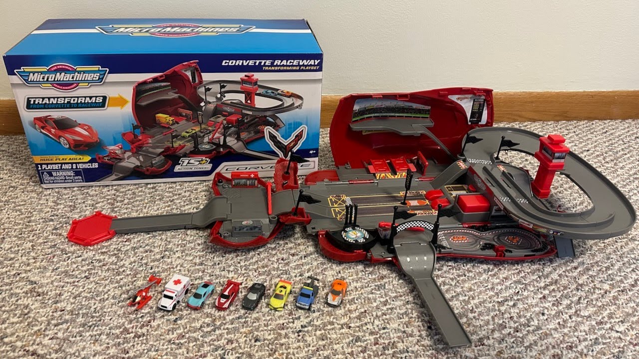 Micro Machines Corvette Raceway Playset - Unboxing, Review, and Demonstration