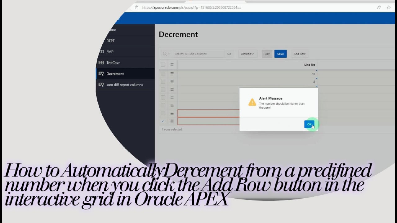 Automatically decrement from a predefined number when adding Row in interactive grid in Oracle APEX