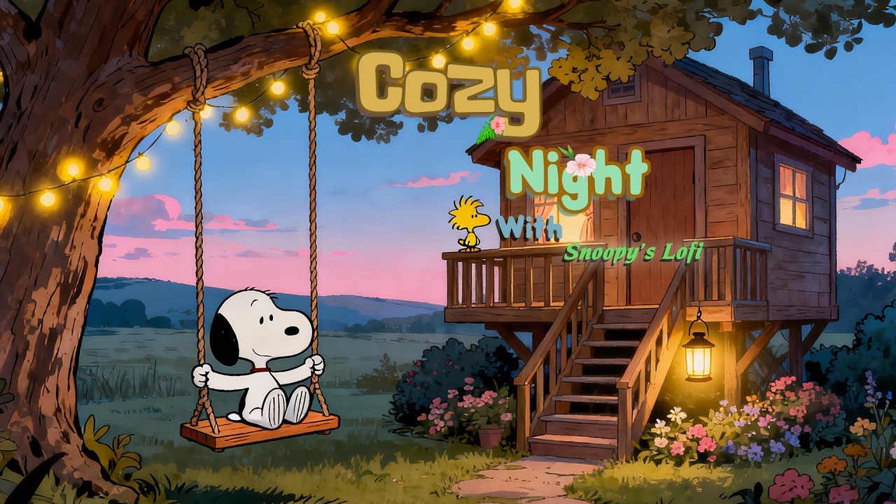 🎧 Twilight Moments with Snoopy 🌙 Soft Lofi Beats for Focus & Calm | Cozy Night Garden Mood