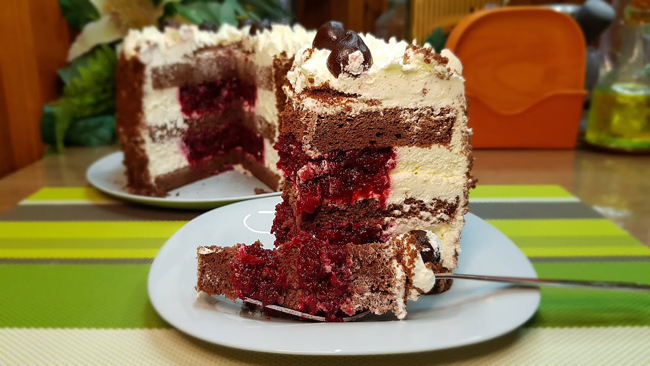 Вкусный вишневый торт со сливочно-сметанным кремом на День Рождения