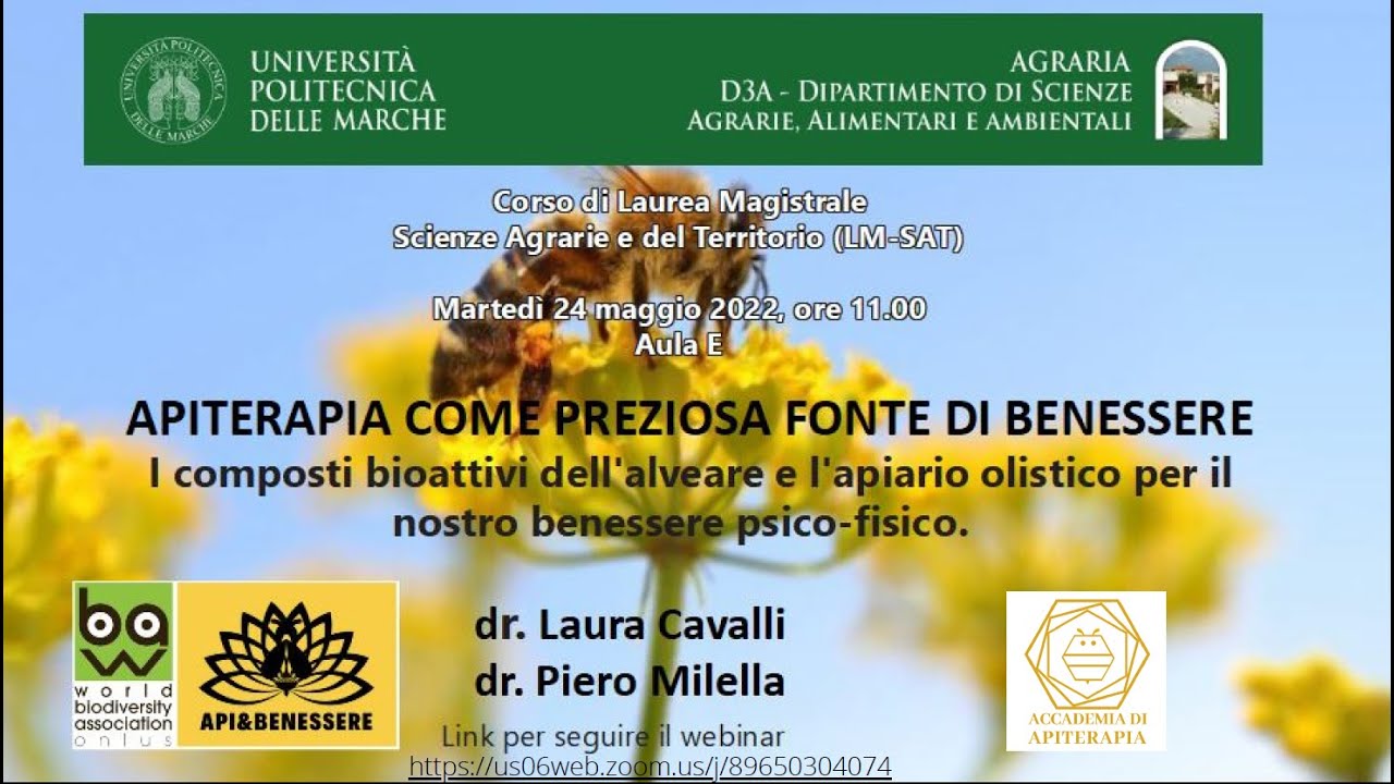 Dall'Università Politecnica di Ancona - lezione su Apiterapia e Apiario Olistico