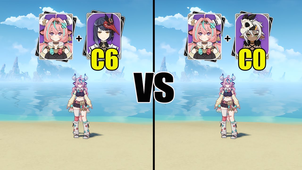 Varesa Kujou Sara and Varesa Iansan - C6 vs C0 Support for Varesa - Genshin impact