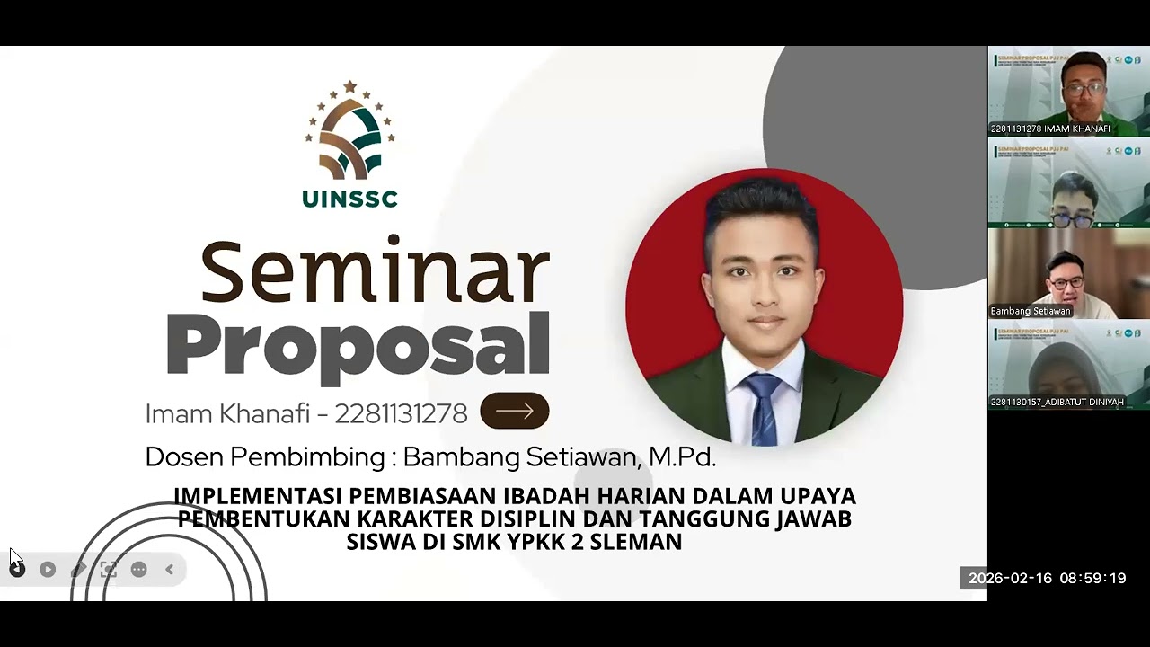 Seminar proposal skripsi dengan Dosen  pembimbing :  Bambang Setiawan, M.Pd.