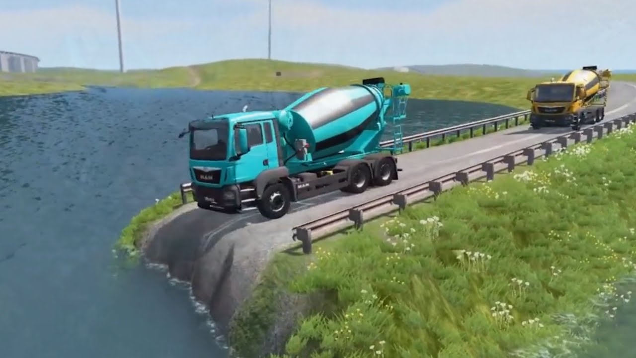 Epic Moment!!!! Tabrakan Beruntun Mobil Truk Jalan Penuh Rintangan - Beamng 4 Crash - Beamng Drive 