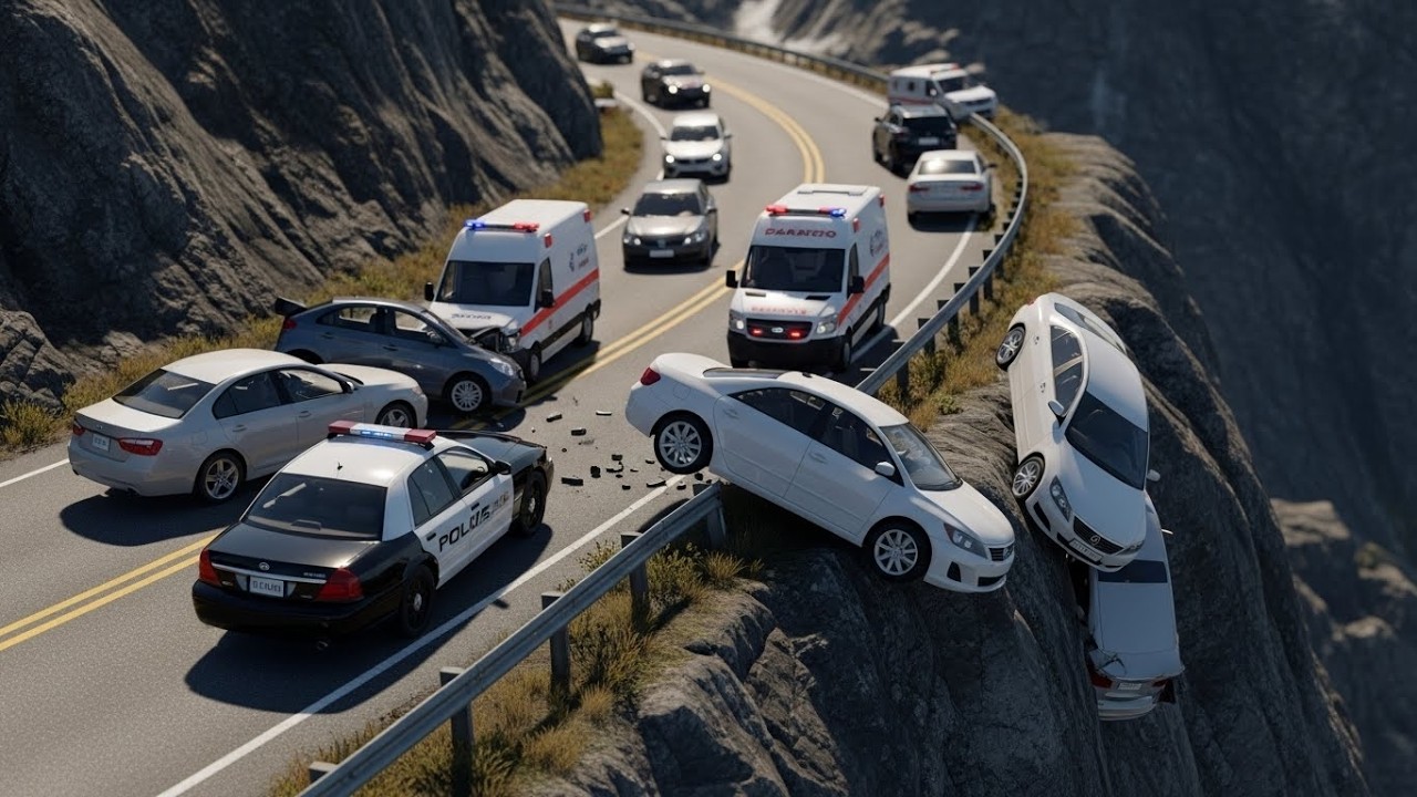 Highway Police Chase Escape Ends in Crash | BeamNG.drive Simulation