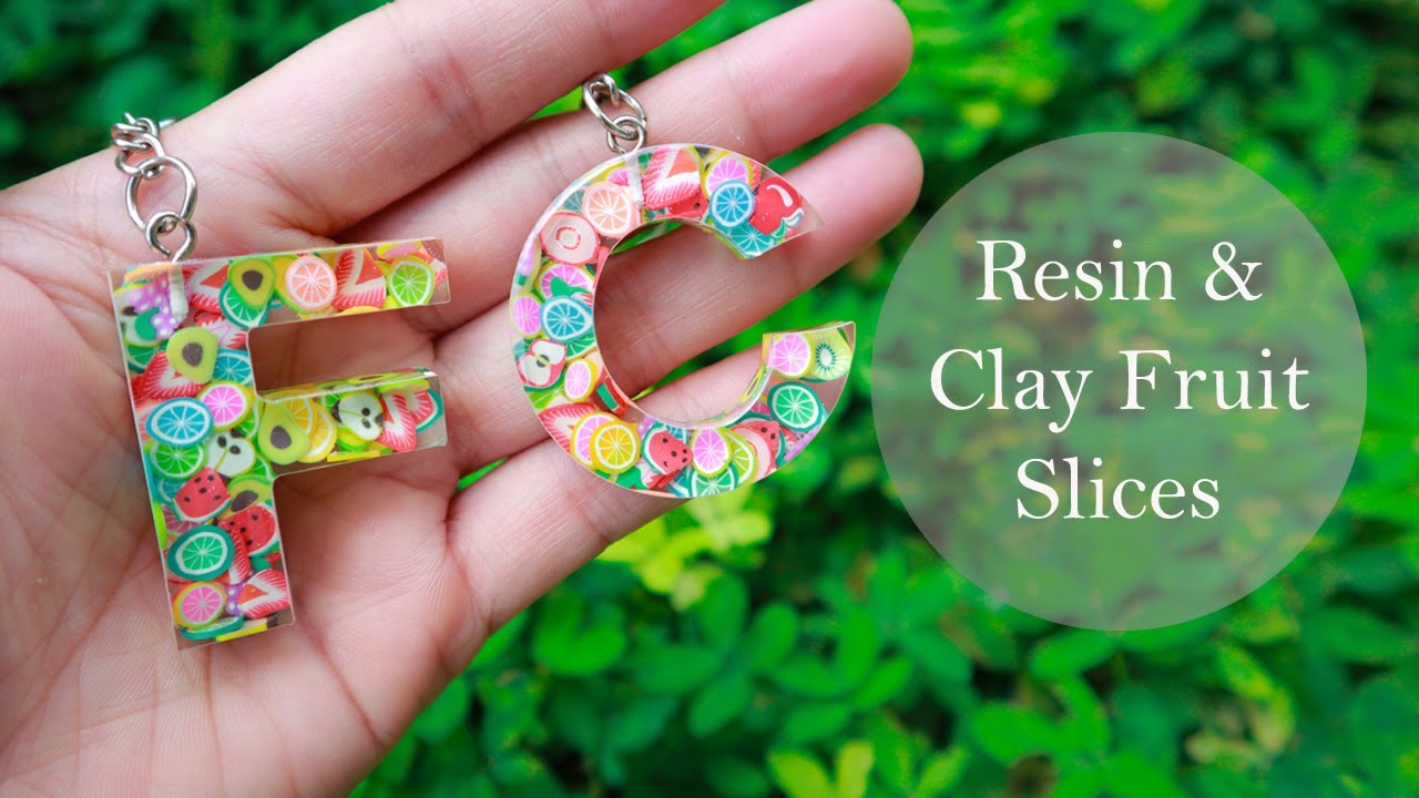 Clay fruit Slices Letter Resin Keychains | Personalized resin letters keychain for beginners