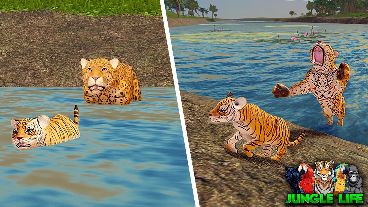 Ягуар прячется под водой, а затем мгновенно нападает! | Жизнь в джунглях ROBLOX