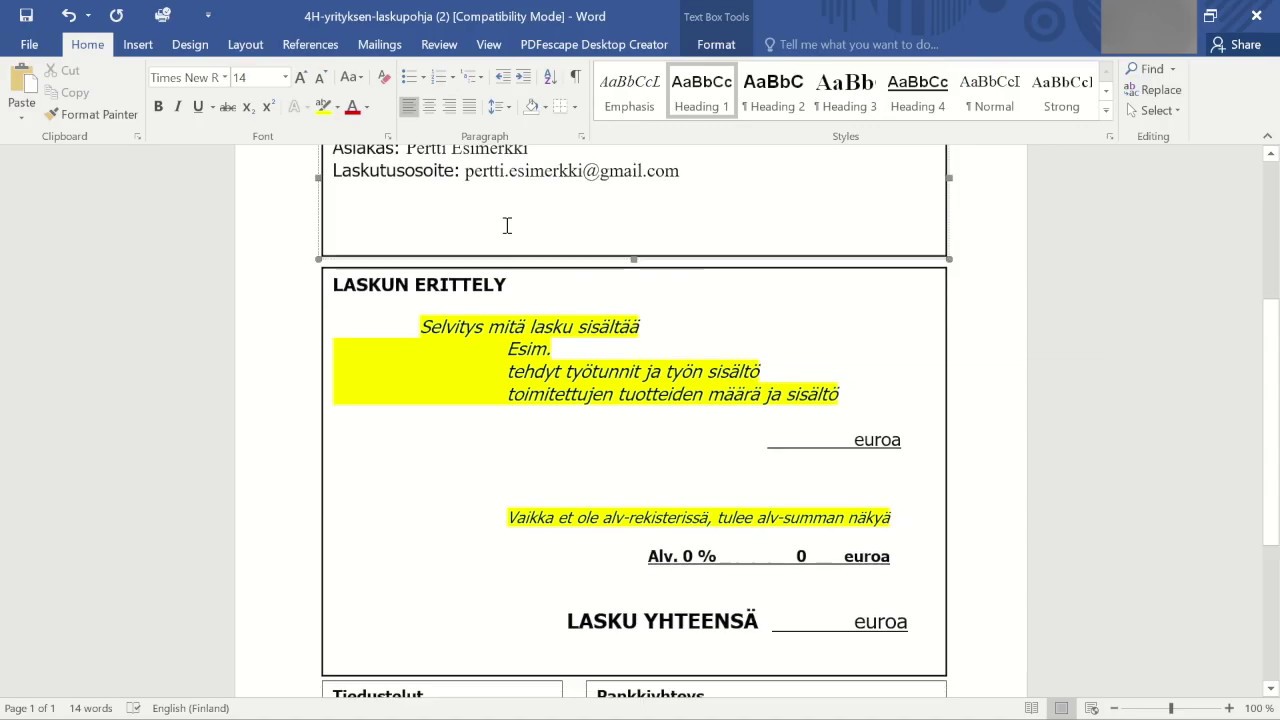 Kuinka teet itse laskun? - Ohje 4H-yrittäjälle.
