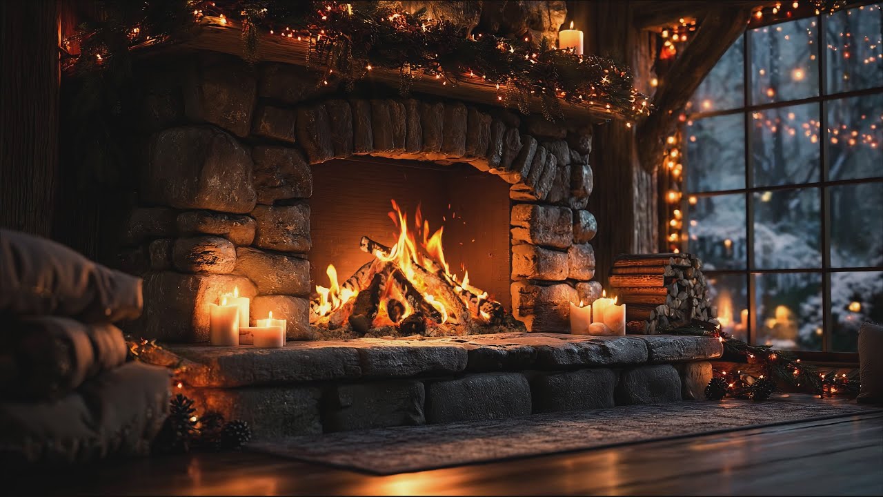 Christmas winter cozy fireplace