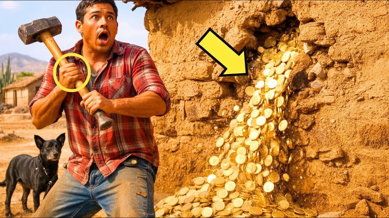 UN HOMME PAUVRE ALLAIT DÉMOLIR SA MAISON À LA CAMPAGNE… ET DES PIÈCES D'OR TOMBENT DU MUR…