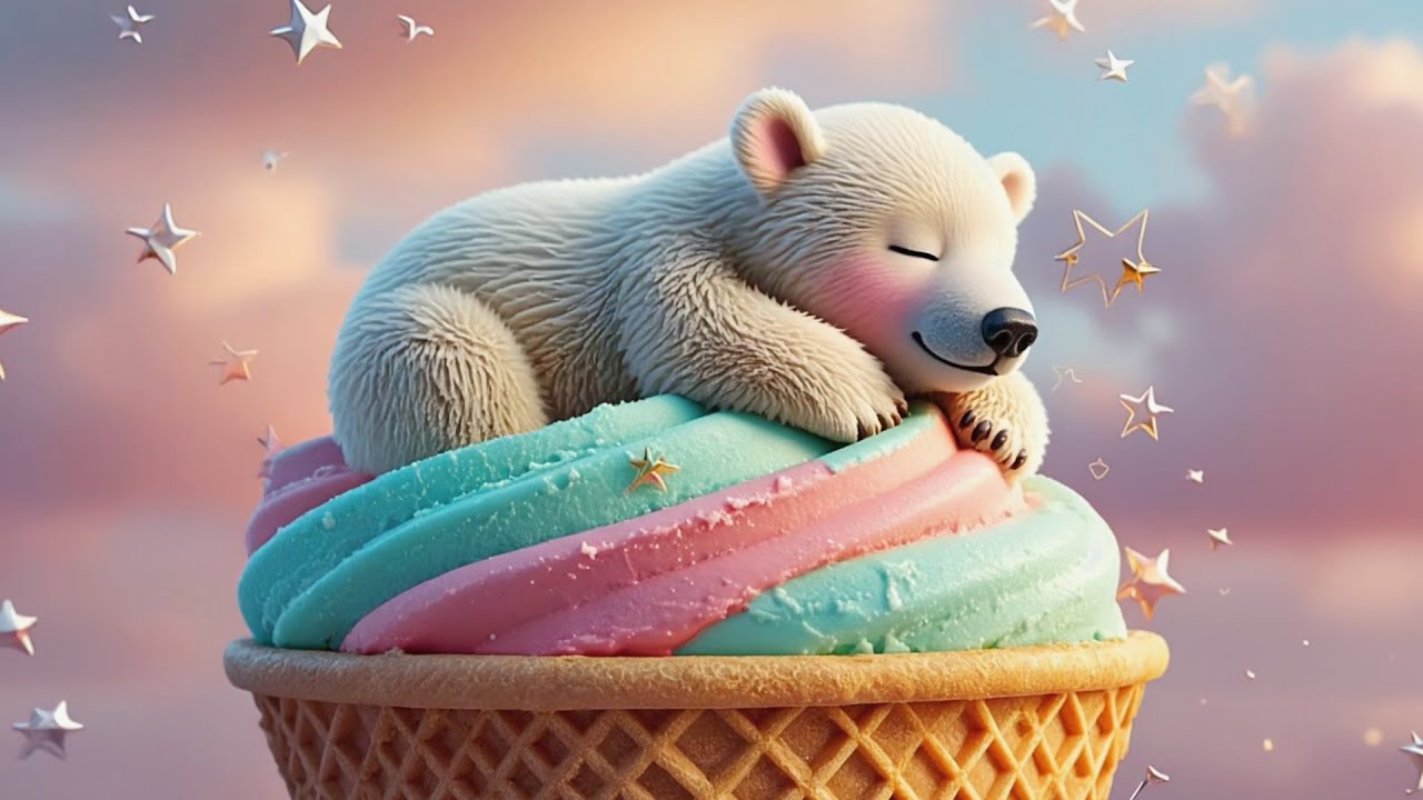 🐻🍦 Polar Bear Sleep Loop on Ice Cream Cloud | Sweet Bedtime Animation for Kids 🌙✨