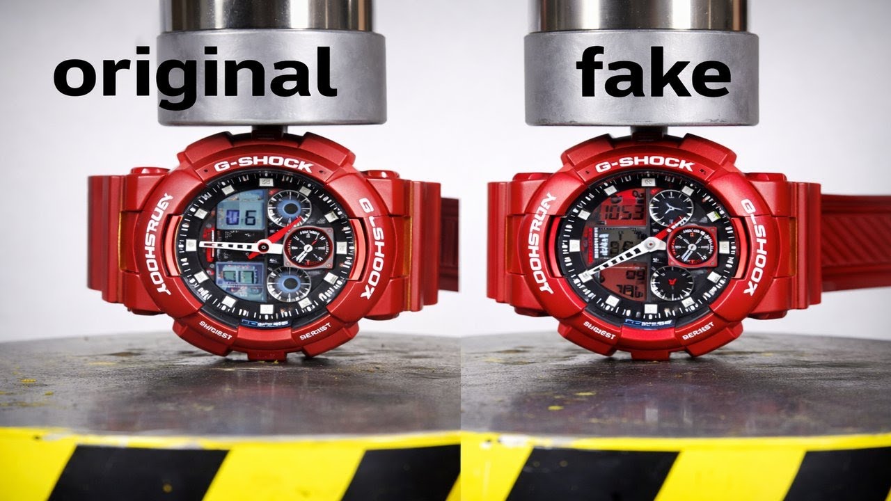 HYDRAULIC PRESS CRUSHES ORIGINAL AND FAKE G SHOCK WATCHES