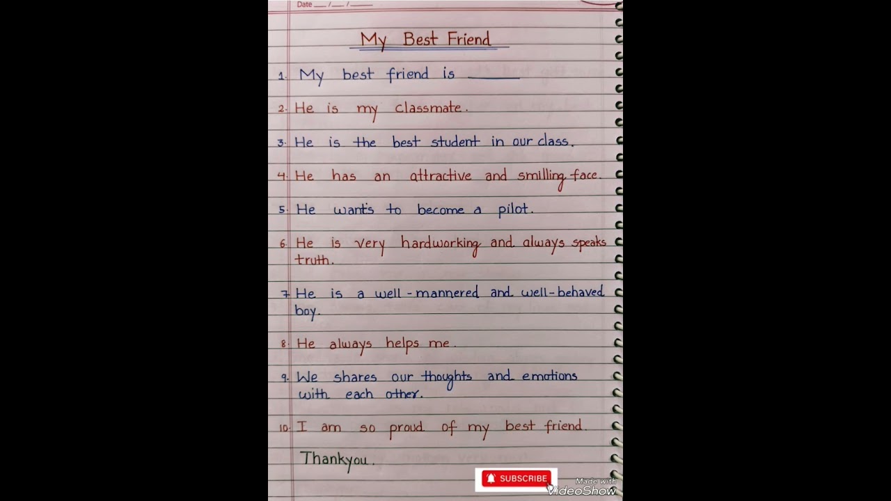 10 lines on my best friend l essay on my best friend in english l my best friend l essay writing