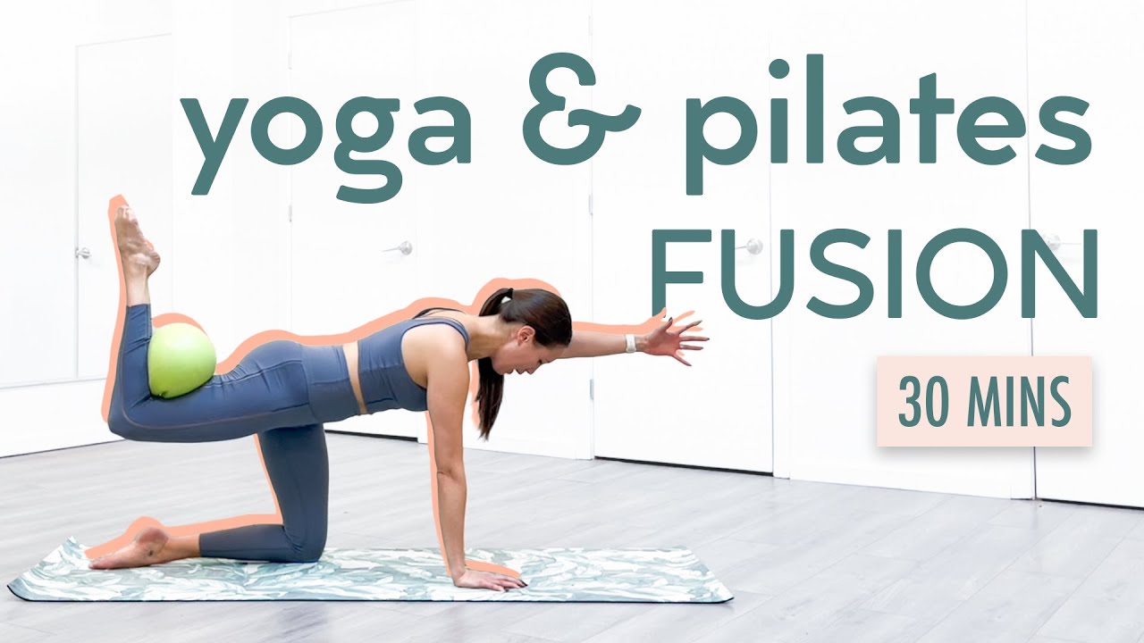 30 min YOGA & PILATES FUSION FLOW - Mini Stability Ball - All Levels - Follow Along Workout w Music