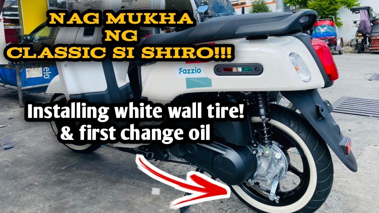 Yamaha Fazzio Installing white wall tire & change oil | Nellywerkz TV