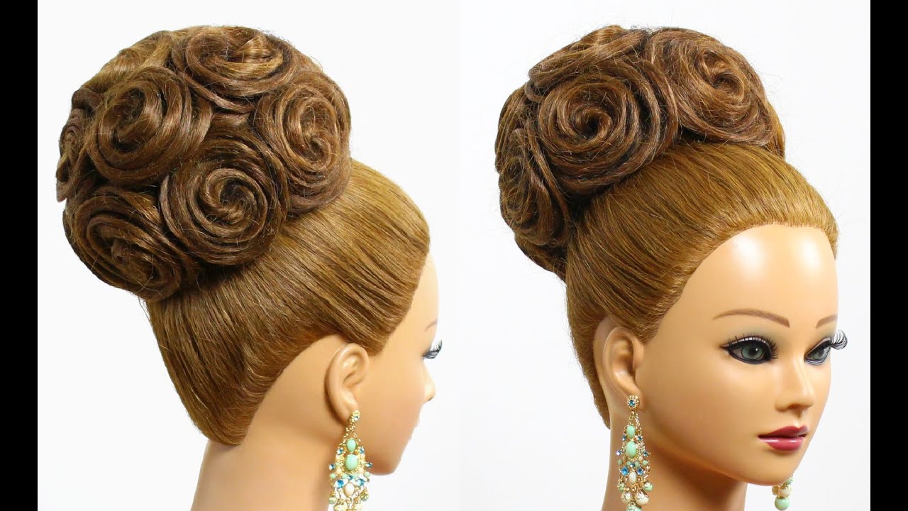 Hairstyle for long hair tutorial. Bridal updo with extensions