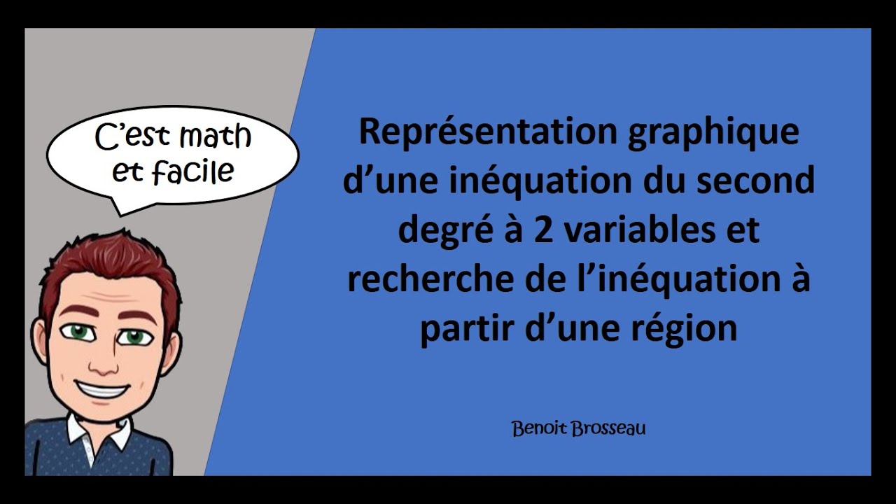 Représentation graphique d’une inéquation du second degré à 2 variables et recherche de l’inéquation