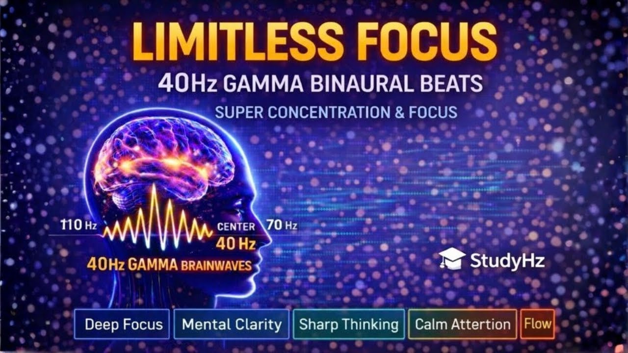 Limitless Focus | 40Hz Gamma Binaural Beats for Super Concentration & Focus
