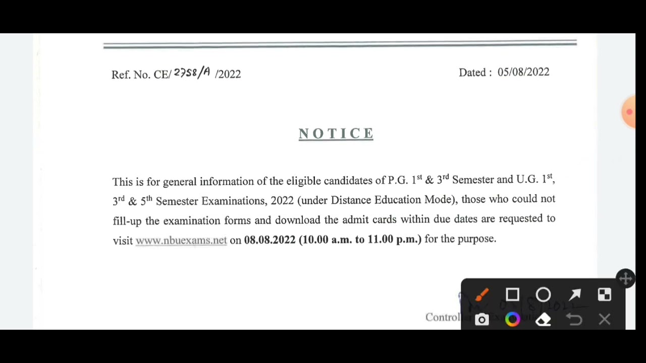NBU - UG and PG Examination From fillup New date 2022 || University of north bengal