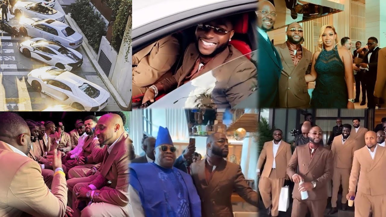 Davido Grooms Men, Obi Cubana, Dangote, All Out For Davido And Chioma White Wedding In Miami