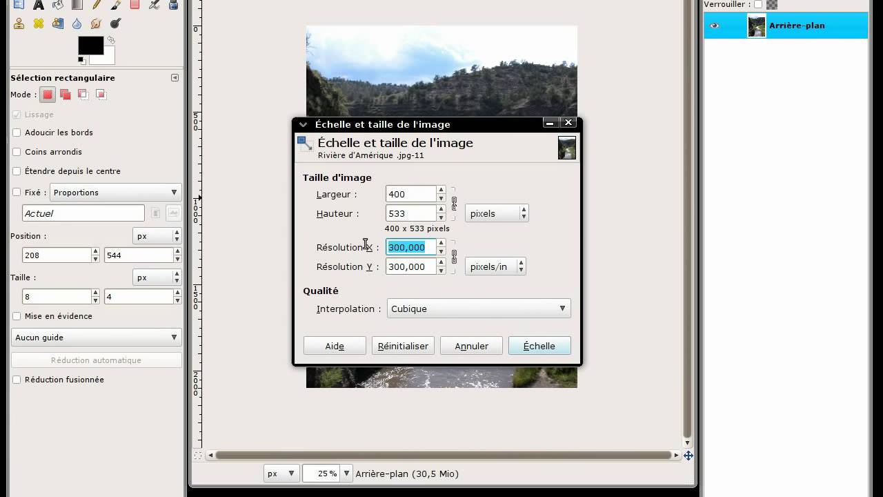 Changer la dimension d'une image vers un format imposé avec Gimp