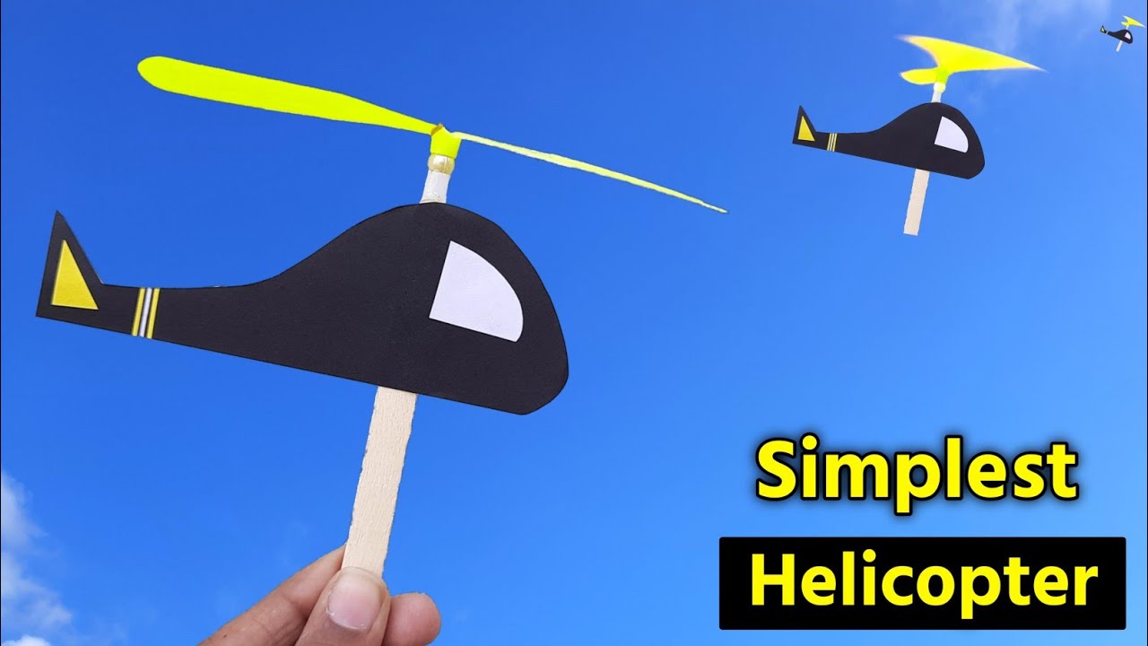 how to make flying helicopter at home , icecream sticks helicopter making , RubberBand propeller