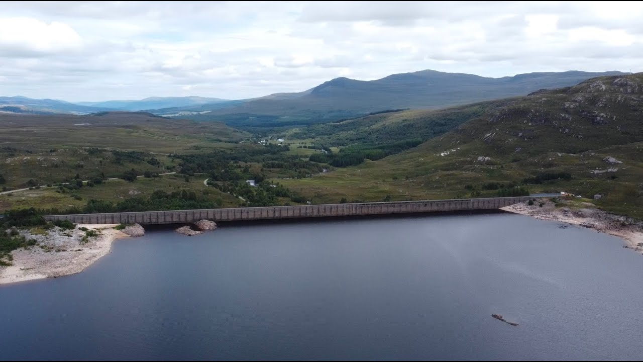 Scotland drone Clunie Dam, Scottish Highlands