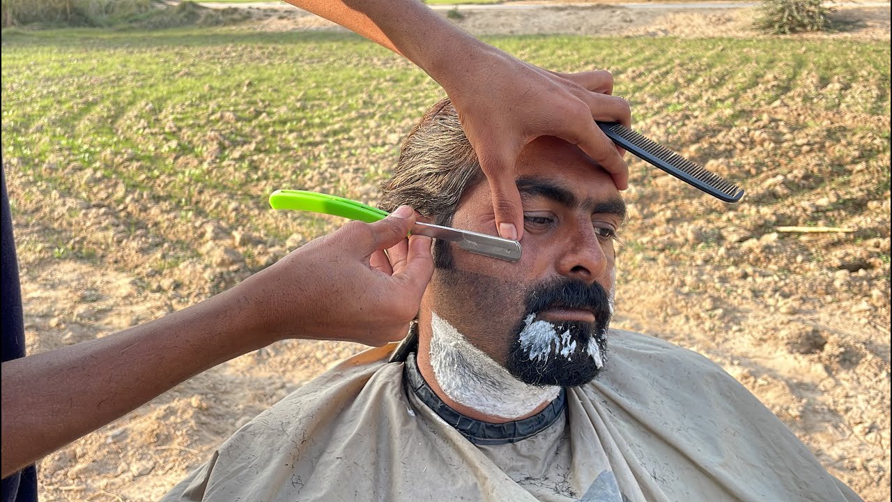 Relaxing Village ASMR Haircut & Beard Lineup | Young Man Transformation