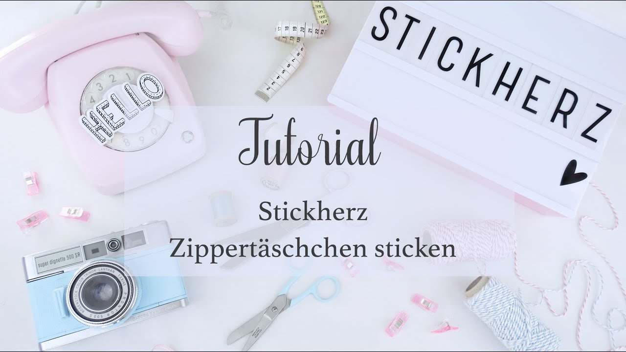 Stickherz Zippertäschchen mit Herz oder Stern sticken