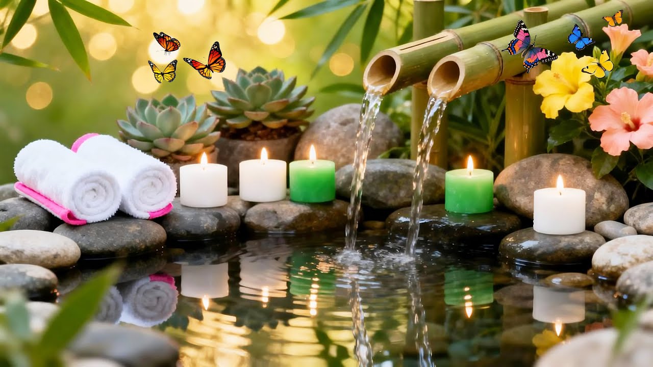 Bamboo Water Fountain Relaxing Music 🌿 Meditation Music to Relax Mind & Body with Nature Sounds