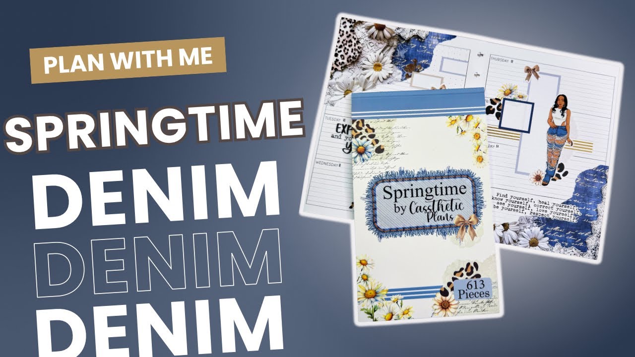 The CUTEST Springtime Sticker Book! Denim Planner Spread