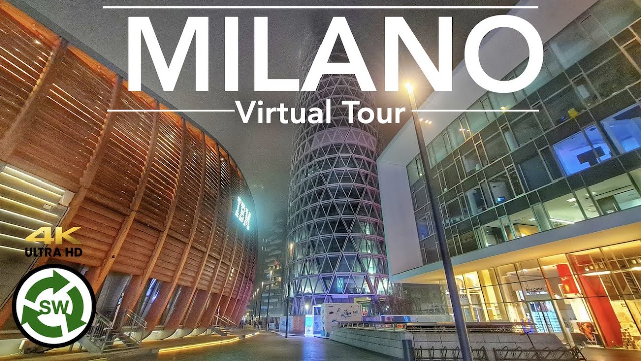 Milano City Italy  - Evening walking tour NIGHTLIFE District 4K ULtra HD