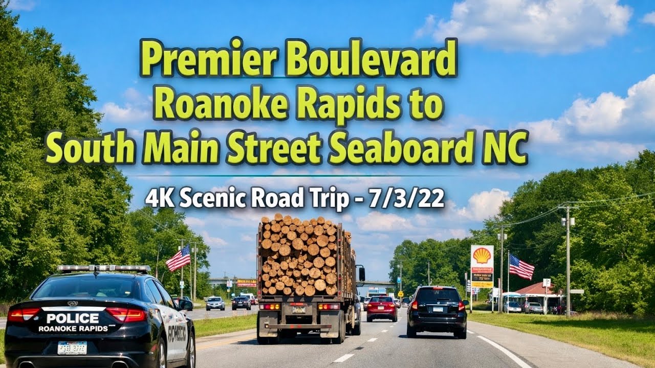 🚖 Premier Boulevard Roanoke Rapids to South Main Street Seaboard NC | 4K Scenic Road Trip - 7/3/22