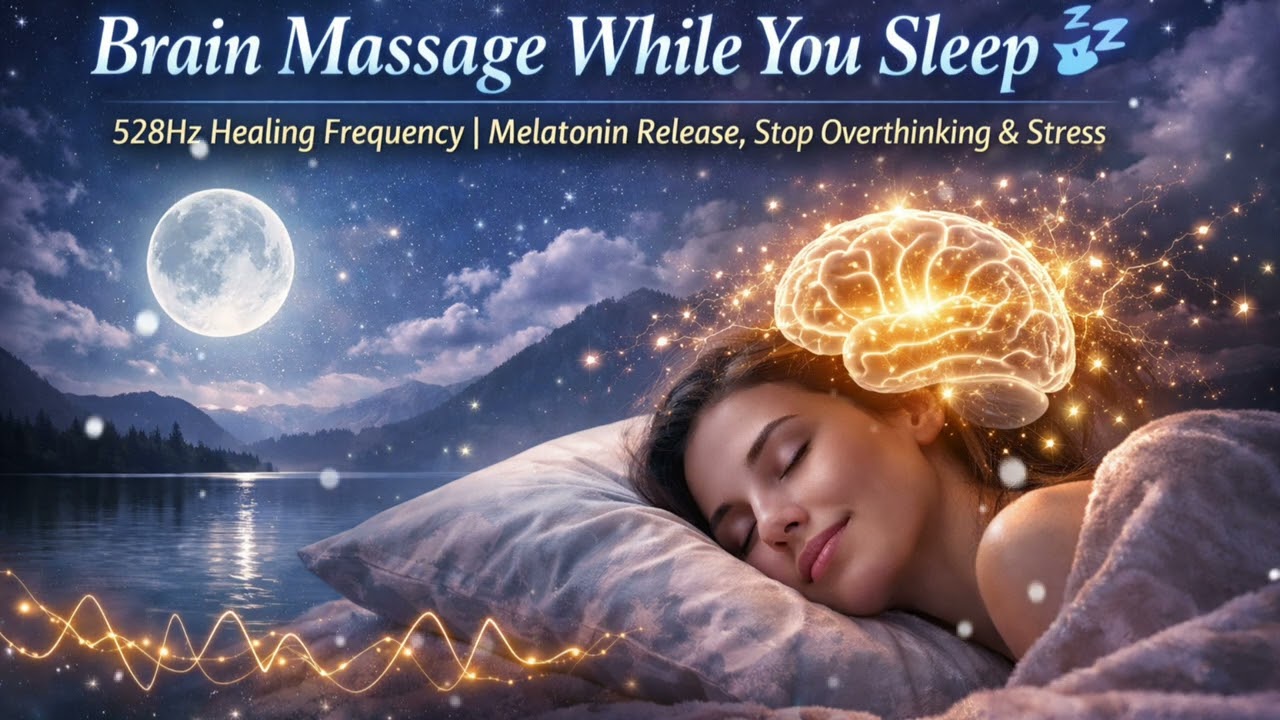 Brain Massage While You Sleep 💤 528Hz Healing Frequency | Melatonin Release, Stop Overthinking