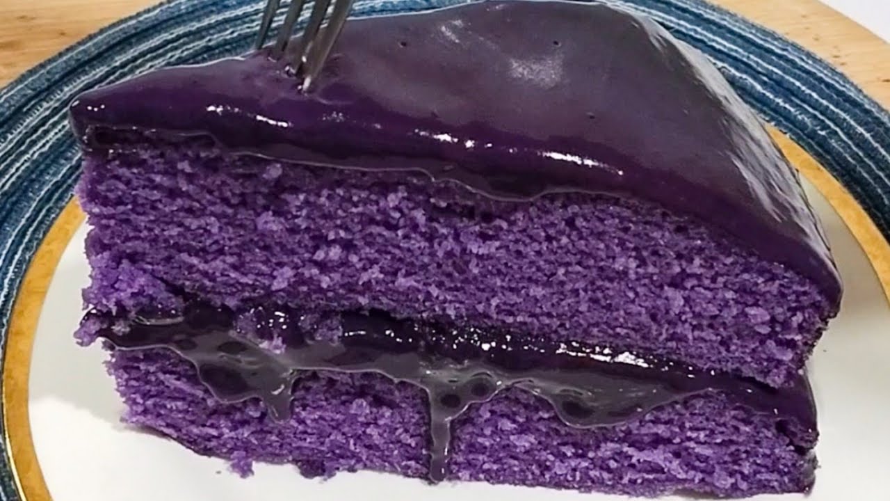 [Без духовки] Влажный торт Ube, простой рецепт влажного торта Ube без духовки