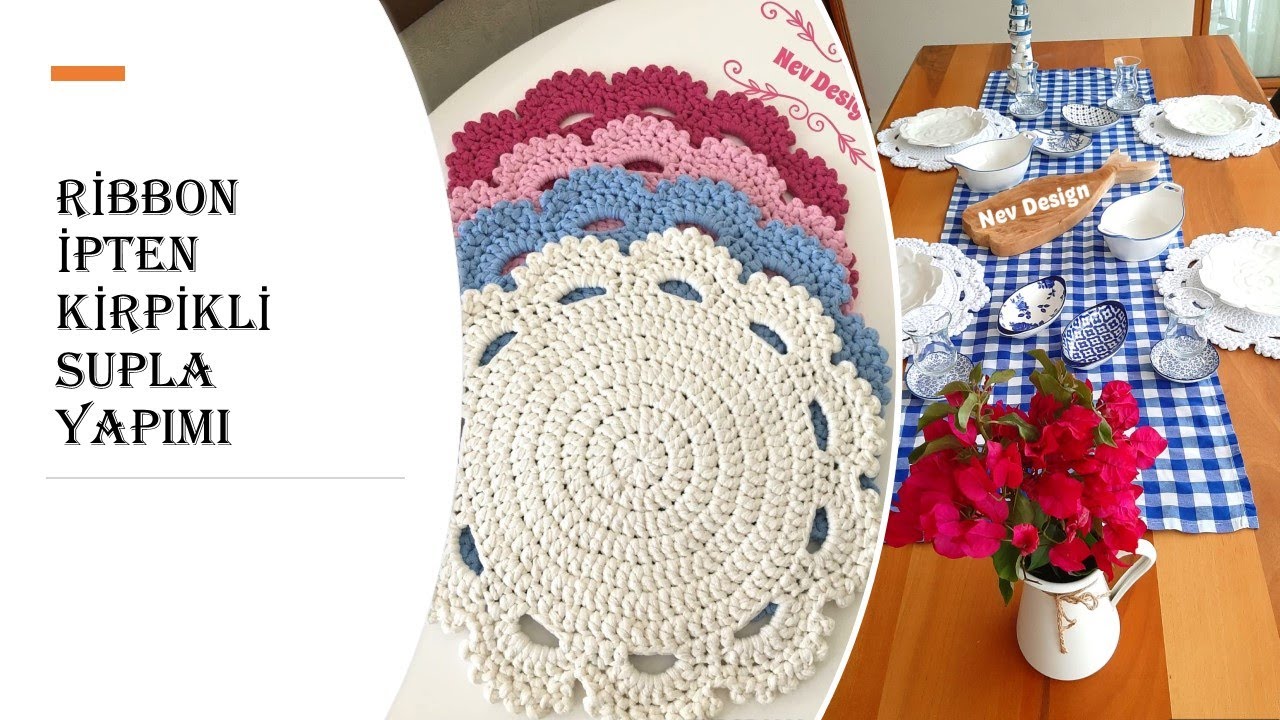 Örmesi Kolay Ribbon İpten Kirpikli Supla Yapımı (1 Günde 6 Supla ) #handmade #amerikanservis #supla