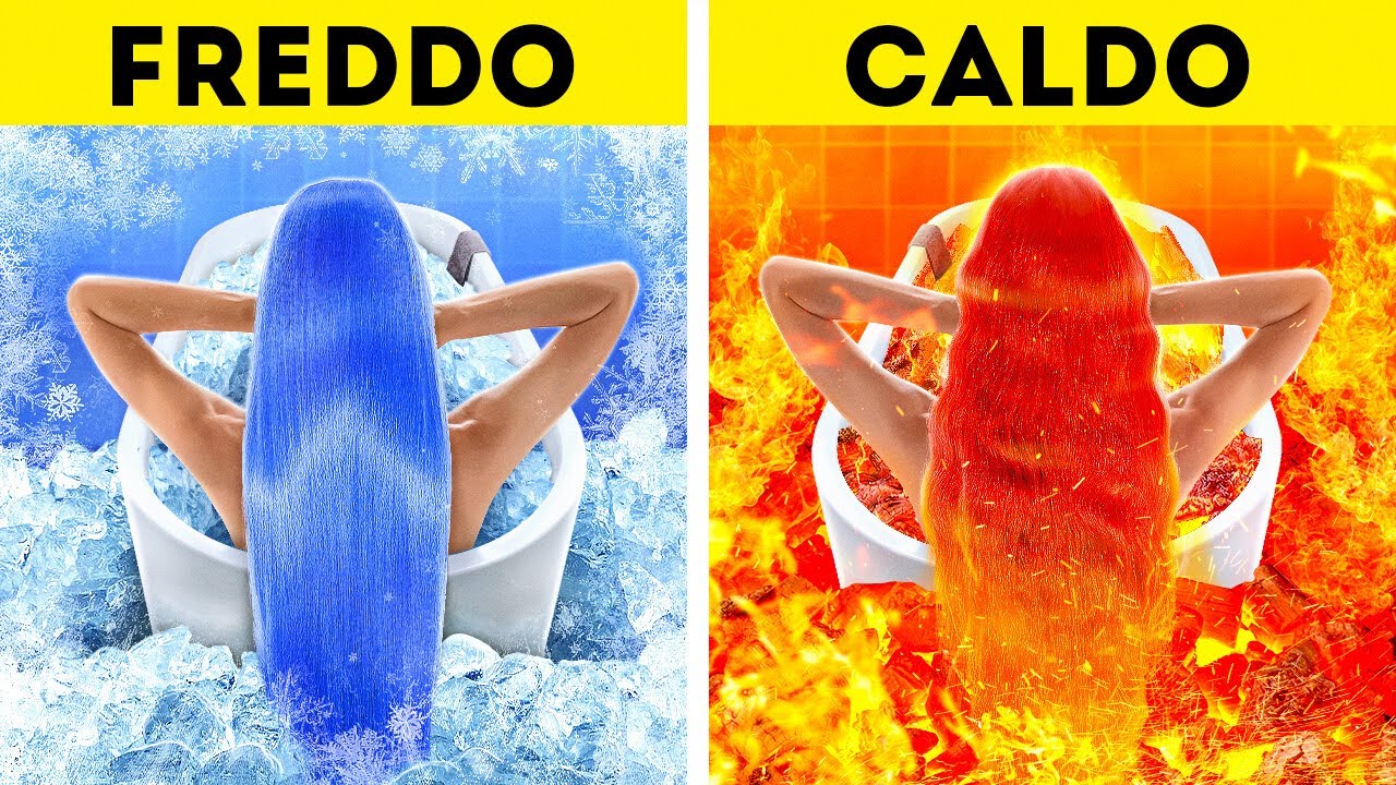 SFIDA ESTREMA CALDO VS FREDDO || Ragazza di Fuoco e di Acqua Adottate! Idee Genitori con 123 GO!