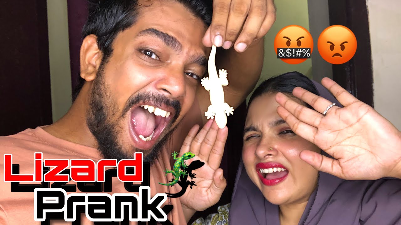 Lizard prank with wife 🦎 वाइफ के साथ करा छिपकली प्रैंक 