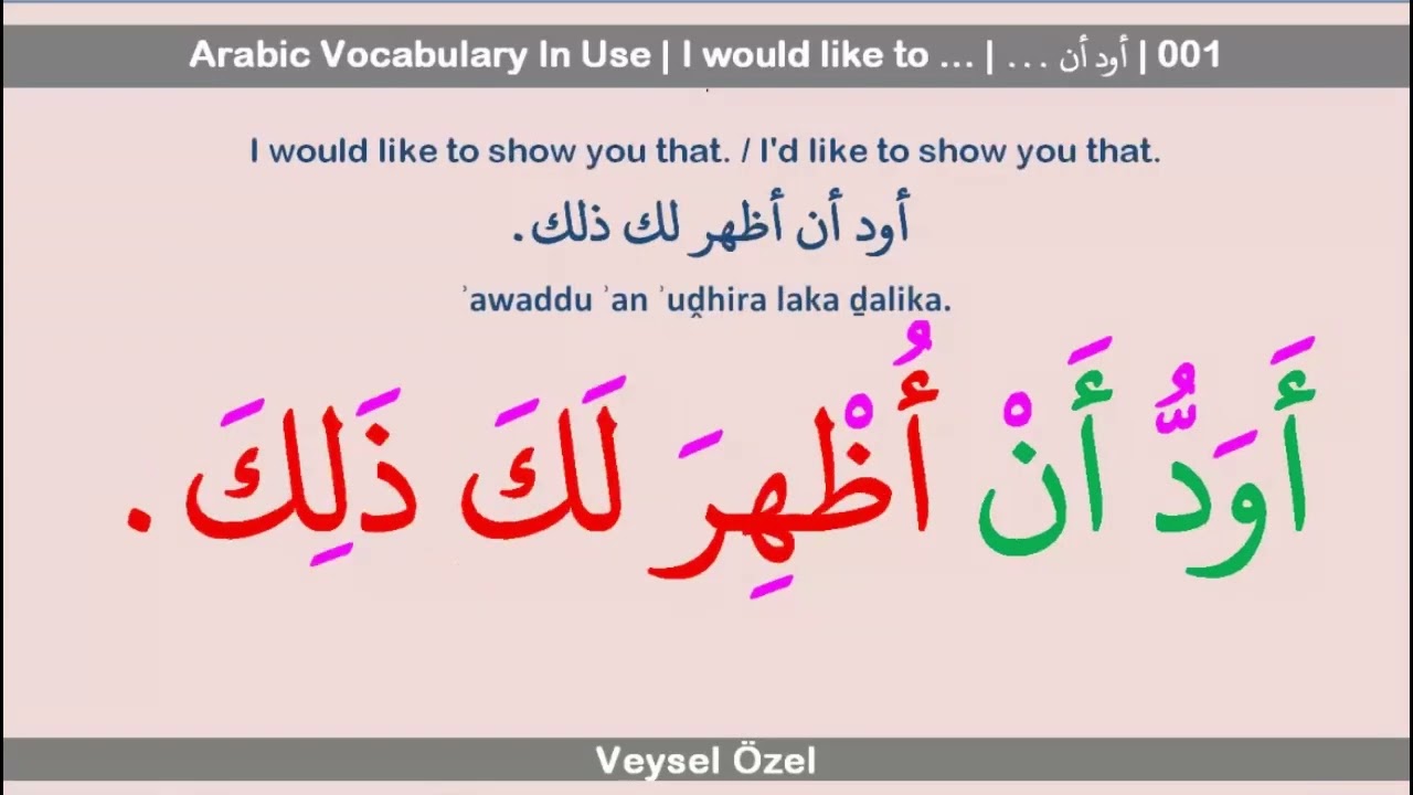 Arabic Vocabulary In Use | I would like to … | (... أَوَدُّ أَنْ) | 001