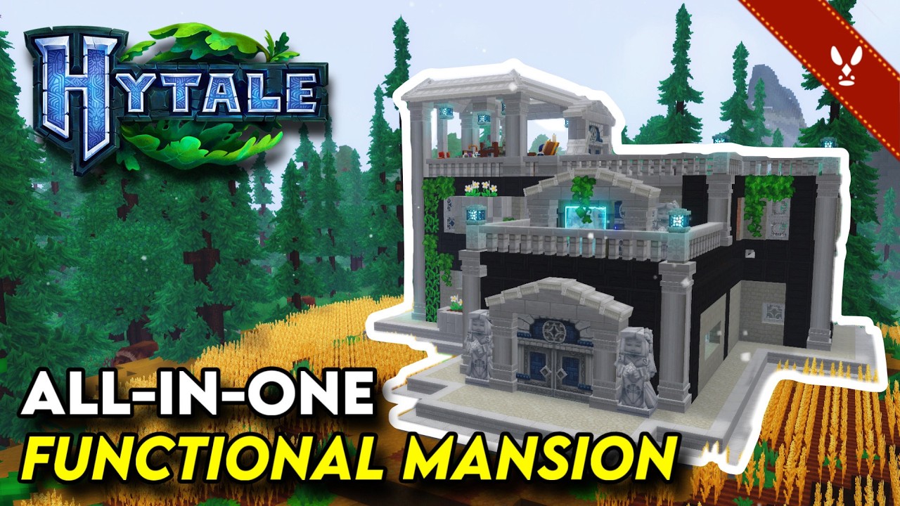 Hytale ALL-IN-ONE Functional Mansion Tutorial | Step-By-Step Build Guide
