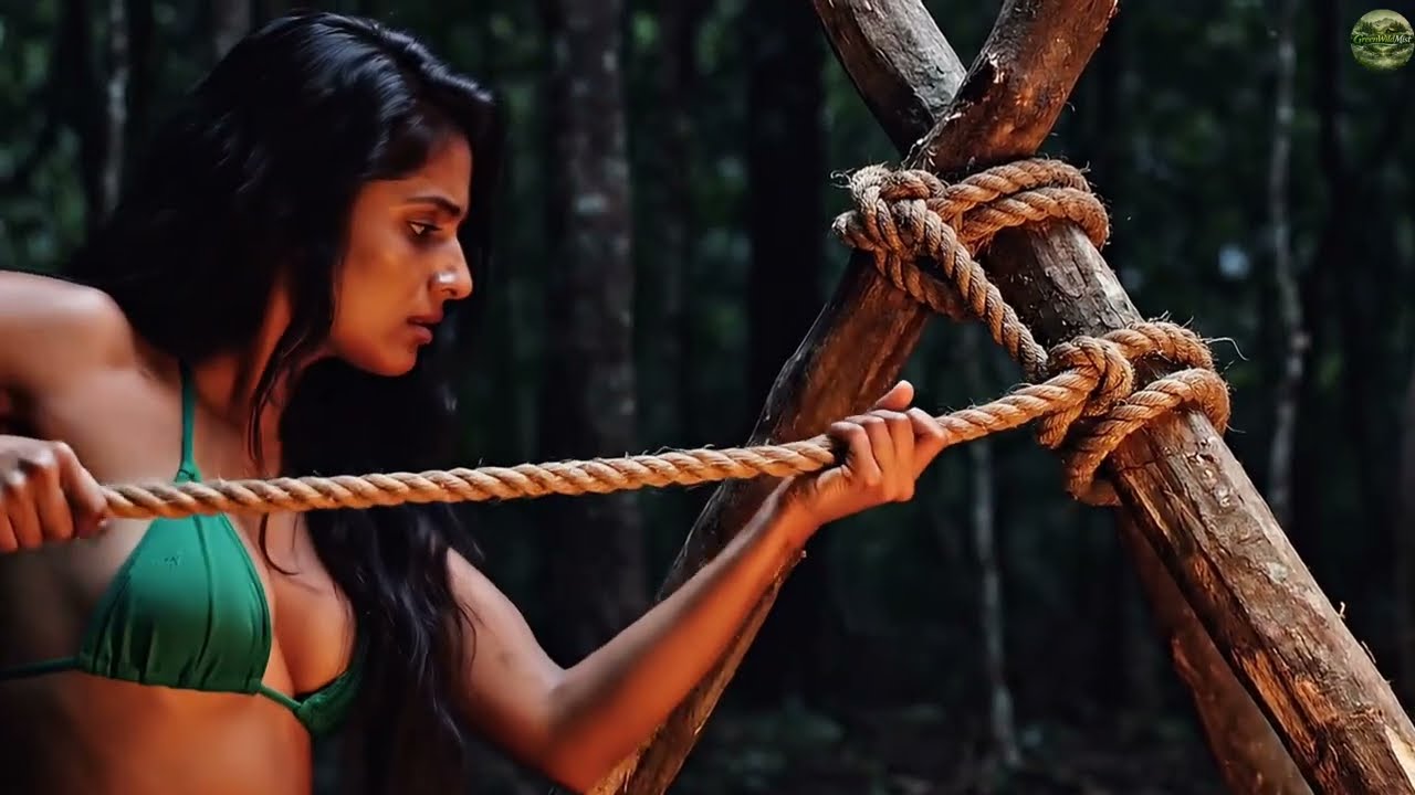 Alone Girl Built a Secret Survival House in Forest 🌲 ASMR