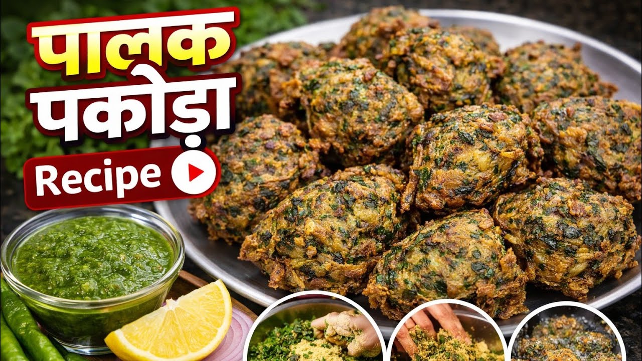 पालक और प्याज के कुरकुरे और टेस्टी पकौड़ा बनाने की विधि। Palak ke pakode recipe। Aloo palak pakode