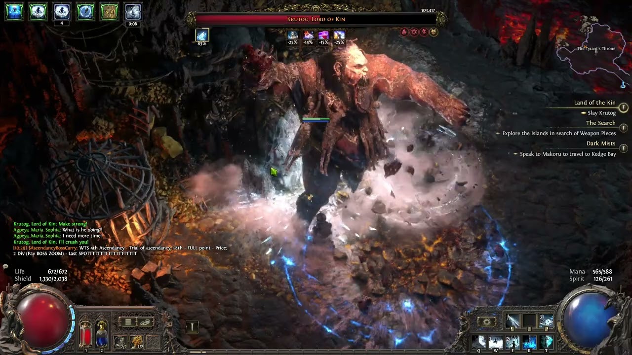 POE2 Krutog Zone: Volcanic Warrens - Act 4 Named Boss vs Stormweaver Abyssal League