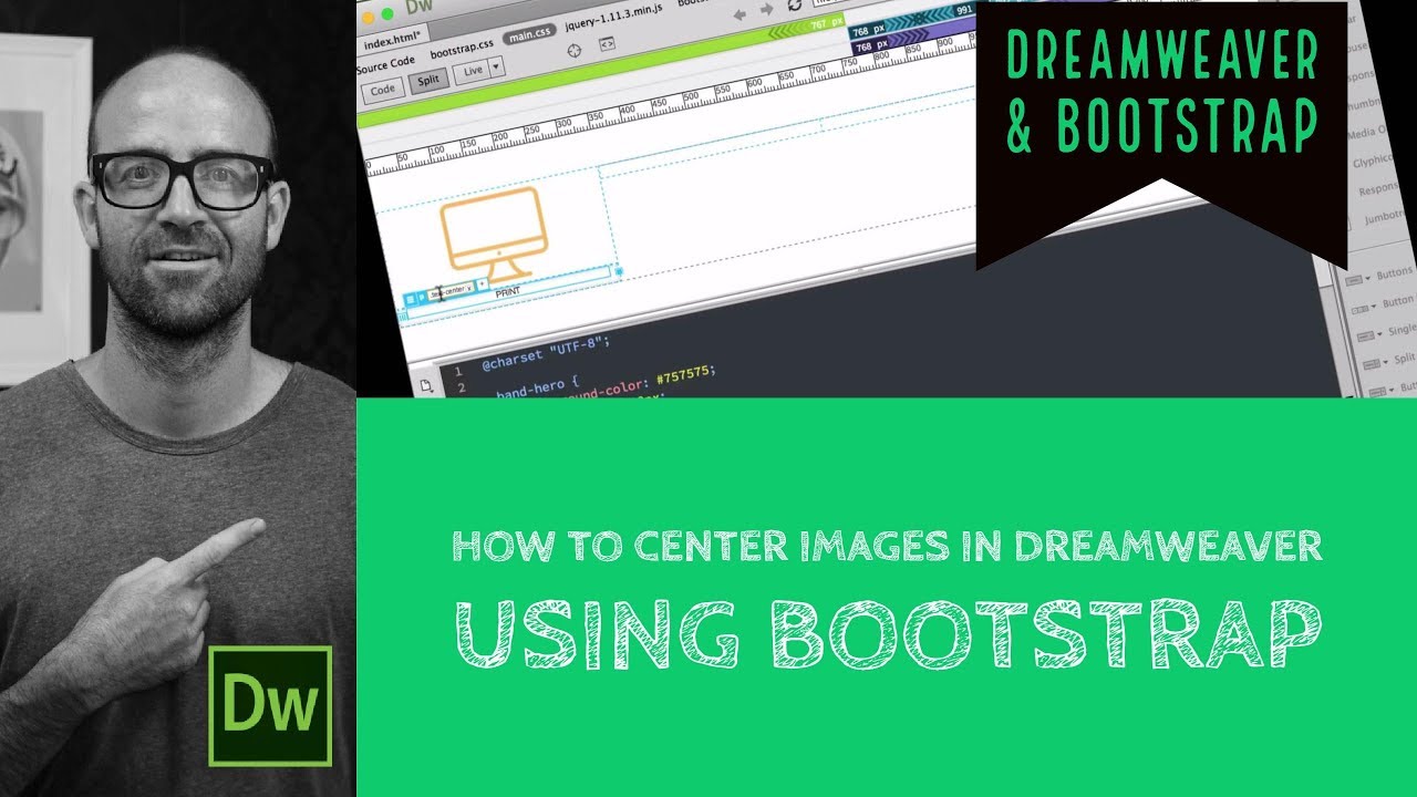 How to center images in Dreamweaver using Bootstrap - Dreamweaver Tutorial [19/54]
