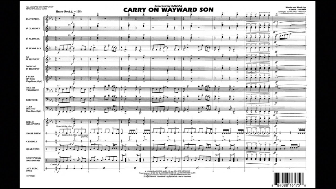 Carry On Wayward Son by Kerry Livgren/arr. Michael Sweeney