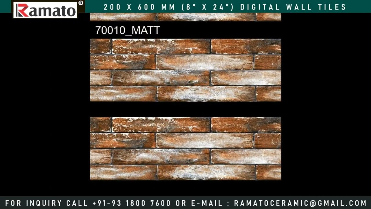 Ramato Matt Elevation Series Digital Wall Tiles 200x600mm 8x24inch Walll Tiles | Morbi Gujarat INDIA